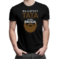 Koszulkowy, Męska koszulka na prezent, Najlepszy tata to ten z brodą dla taty, kolor czarny, rozmiar L Koszulkowy