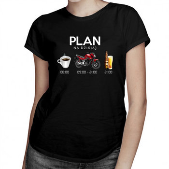 Koszulkowy, Plan na dzisiaj: kawa, motocykl, piwo - damska koszulka motocyklowa, rozmiar M - Koszulkowy