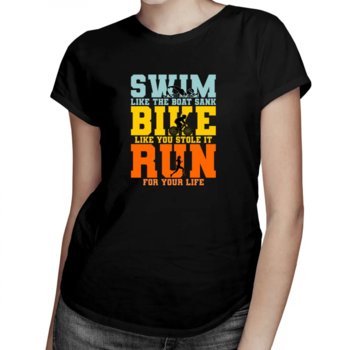 Koszulkowy, Triathlon - swim, bike, run - damska koszulka na prezent dla triathlonisty, rozmiar L - Koszulkowy