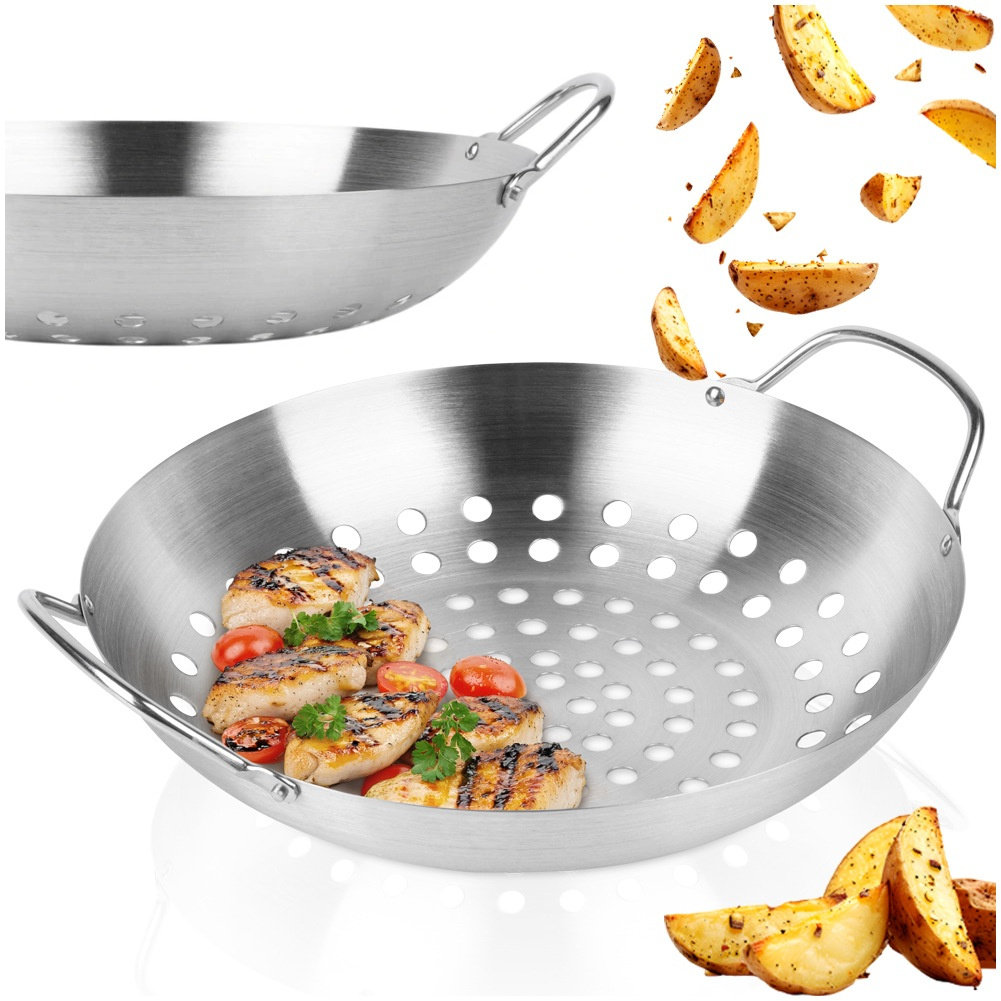 Koszyk na Grilla do Grillowania Mięsa Warzyw Stalowy Perforowany 28 cm