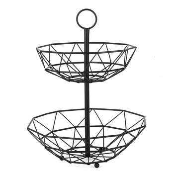 Koszyk na owoce TADAR, 2-poziomowy, czarny, 29,5x38 cm - Tadar