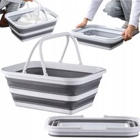 KOSZYK SILIKONOWY SKŁADANY z UCHWYTAMI 16L KOSZ NA PRANIE ZAKUPY WIADRO UNI