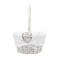 KOSZYK WIKLINOWY OWALNY BIAŁY Z RĄCZKĄ 26X17X11(25) CM