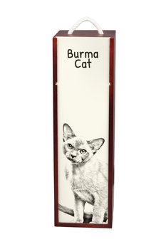 Kot burmański - pudełko na wino z kotem, pudełko na alkohol z grafiką, personalizowane pudełko na prezent marki Art-Dog - Art-Dog