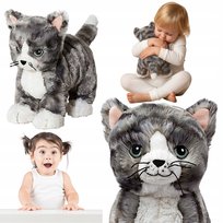 KOT KOTEK PLUSZOWY PLUSZAK MASKOTKA MIEKKI SZARY MILY ZABAWKA MALY SZTUCZNY