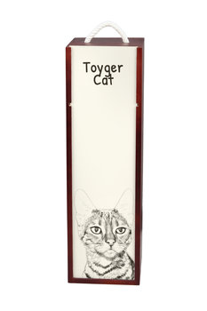 Kot toyger - pudełko na wino z kotem, pudełko na alkohol z grafiką, personalizowane pudełko na prezent marki Art-Dog - Art-Dog