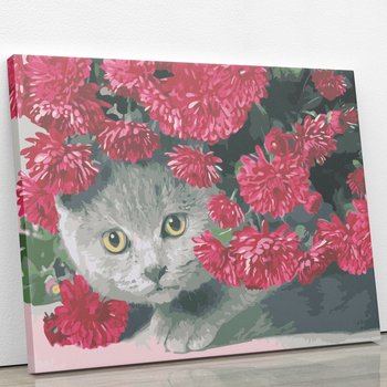 Kot w chryzantemkach - Malowanie po numerach 50x40 cm - ArtOnly