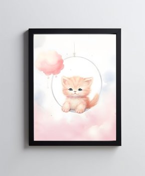 Kotek na huśtawce - 40x50 cm - Bez ramy - Harmony Posters