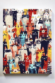Kotki psotki, zwierzaki, koty, malowanie po numerach, blejtram - Akrylowo