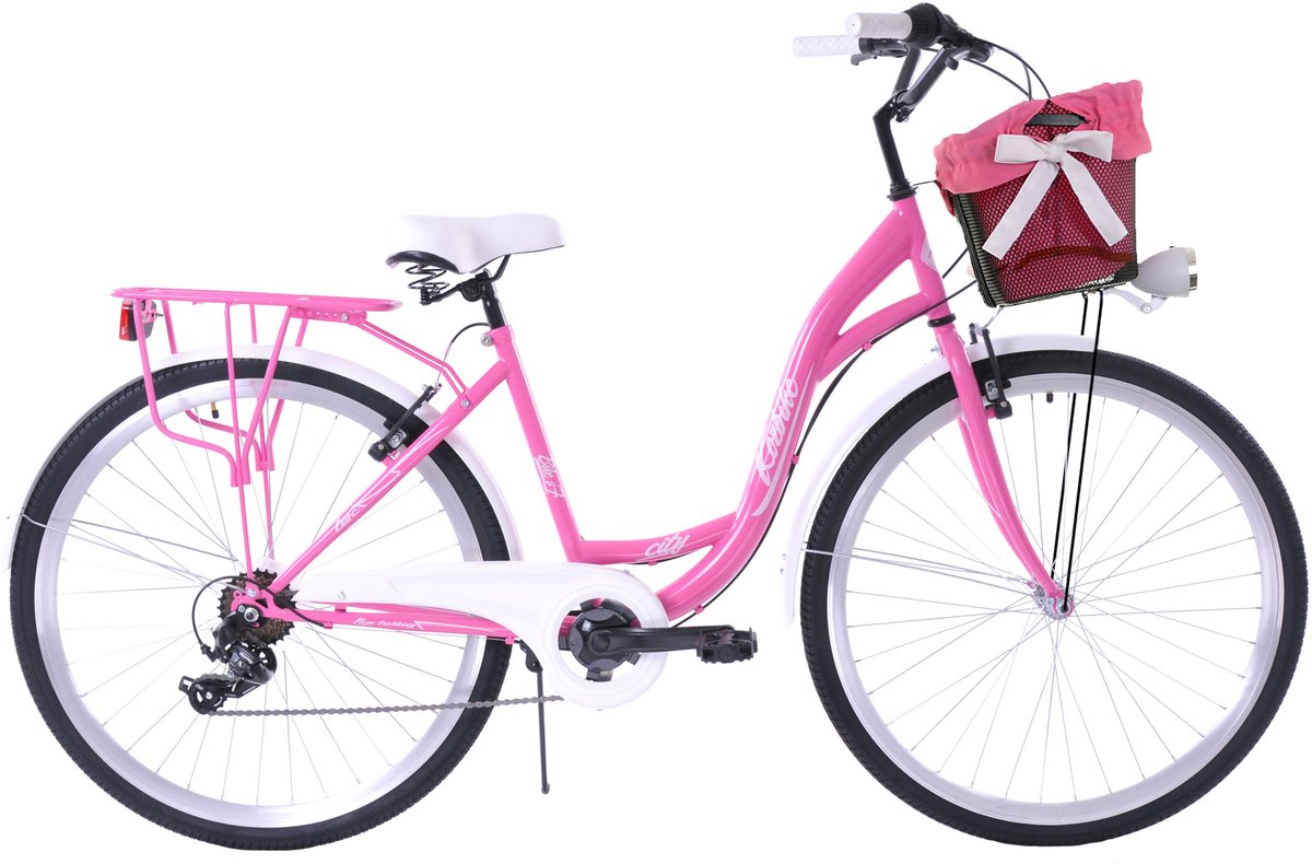 Фото - Велосипед Kozbike Rower miejski damski z koszykiem  28 cali różowy 