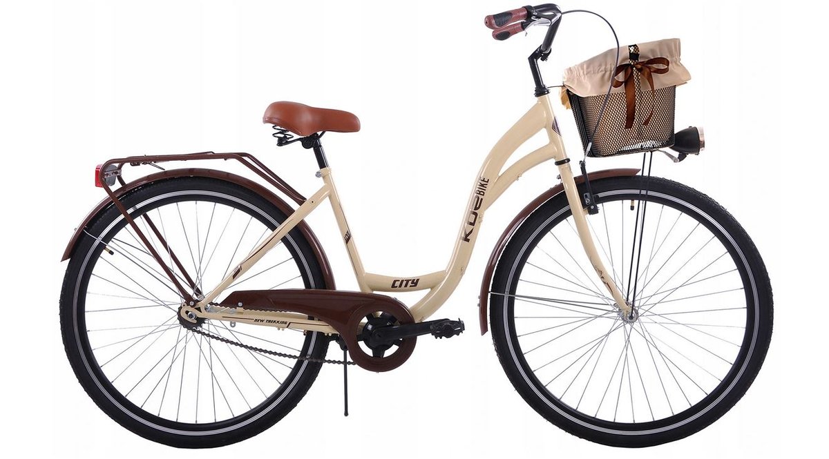 Kozbike, Rower miejski + kosz, K23-S1CZ 28', beżowy, damski