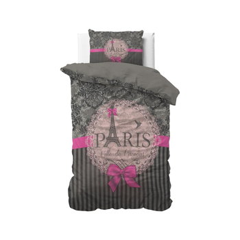 Kpl 140x220 I LOVE PARIS róż bawełna - DreamHouse