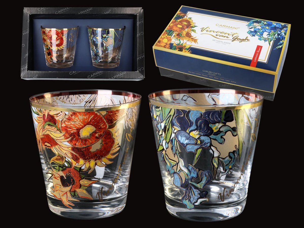 Фото - Склянка CARMANi Kpl. 2 szklanek do whisky - V. Van Gogh. Słoneczniki + Irysy  