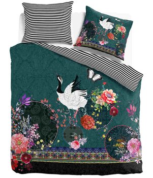 Kpl 240x200/220cm ŻURAW W RAJU bawełna satynowa  k. zielony - Melli Mello