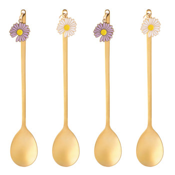 kpl. 4 łyżeczek w odcieniu złota z zawieszką kwiatek c color box - Altom Design