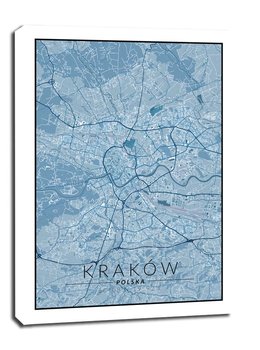 Kraków mapa niebieska - obraz na płótnie 61x91,5 cm - Galeria Plakatu