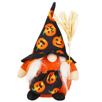 Krasnal 20 Cm Ozdoba Na Halloween Skrzat Świąteczny Pomarańczowo-Czarny - Springos