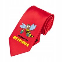 KRAWAT CZERWONY MĘSKI NA PREZENT URODZINY INSTRUKTOR BZYKANIA ZABAWNE WZORY