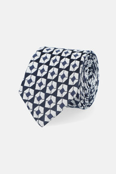 Krawat Granatowy Jedwabny Wzór Geometryczny - Inna marka