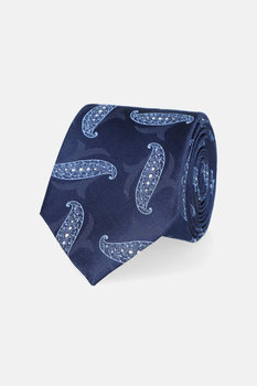 Krawat Granatowy Jedwabny Wzór Paisley - Inna marka