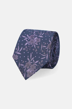 Krawat Granatowy w Fioletowe Kwiaty - Inna marka