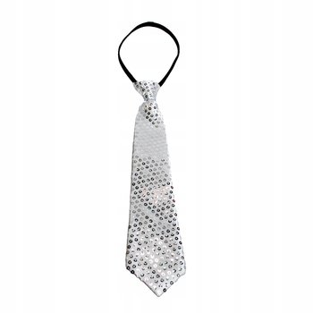 Krawat Z Cekinami Srebrny 0118-0174 Incood - Inna marka