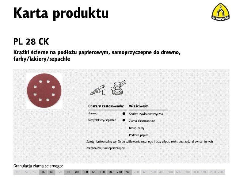 Krążek ścierny samoprzyczepny KLINGSPOR, 125 mm, gr. 60, 50 szt