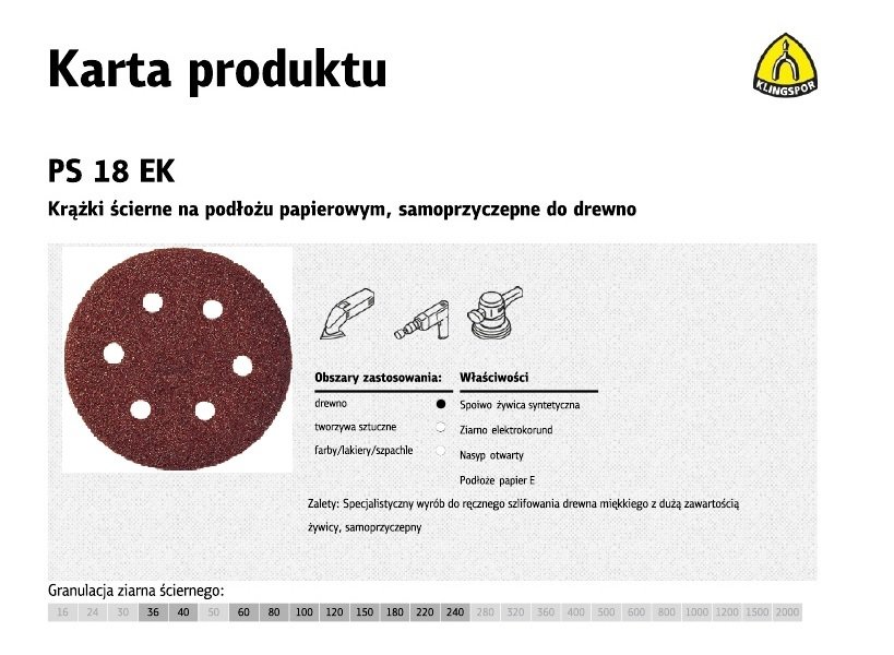 Krążek ścierny samoprzyczepny KLINGSPOR, 150 mm, gr.220, 50 szt