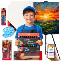 KREATYWNY ZESTAW DO MALOWANIA XXL | Farby Płótna Sztaluga Pędzle – Prezent dla Dzieci i Dorosłych + EBOOK