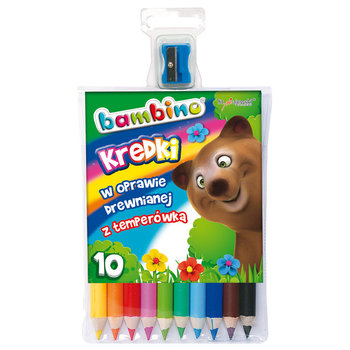 Kredki Bambino Szkolne Grube W Oprawie Drewnainej 10 Kolorów + Temperówka - Bambino
