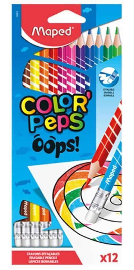 Zdjęcia - Rysowanie Maped Kredki Colorpeps Oops, trójkątne z gumką, 12 kolorów 