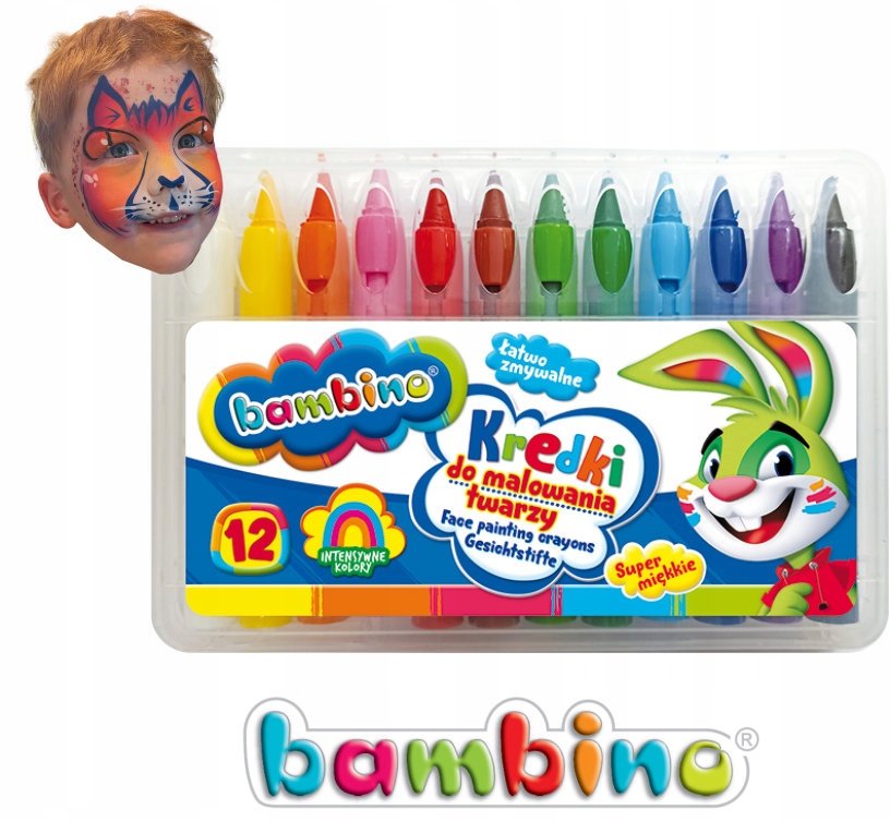 Kredki Do Malowania Twarzy Pepco KREDKI DO MALOWANIA TWARZY BAMBINO 12 kolorów - farbki do twarzy