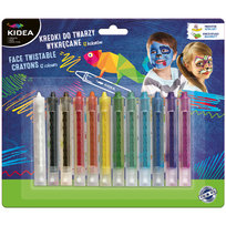 Kredki do twarzy wykręcane, 12 kolorów, Kidea