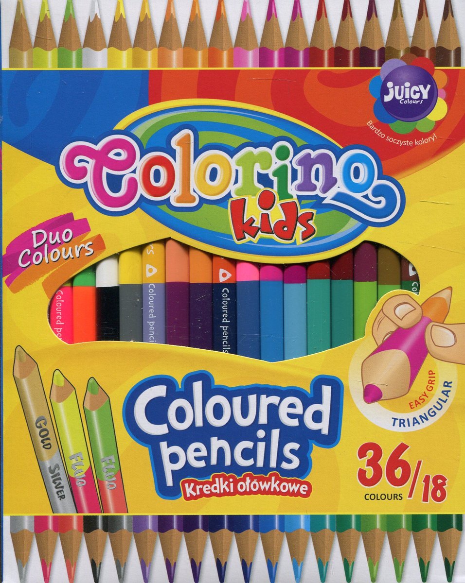Zdjęcia - Rysowanie Patio Kredki ołówkowe, Colorino Kids, trójkątne dwukolorowe, 18 sztuk 
