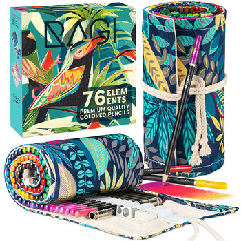 Kredki Ołówkowe Profesjonalne do Rysowania Piórnik z Wyposażeniem 76 elementy - Ragi