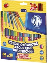 Kredki ołówkowe trójkątne dwustronne Astra 24 sztuk, 48 kolorów Astra
