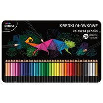 Kredki ołówkowe trójkątne Kidea 36 kolorów w metalowym pudełku