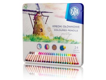 Kredki ołówkowe z drewna cedrowego Astra Prestige 24 kolory w metalowym pudełku - Astra