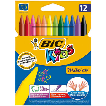 Kredki świecowe, Kids Plastideco, 12 sztuk - BIC