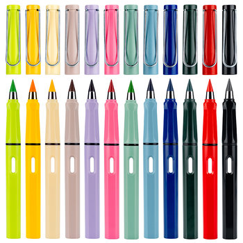 Kredki Wieczne Kolorowe Magiczne 12 Kolorów Bez Temperowania z Gumkami Wymienne Wkłady - Ragi