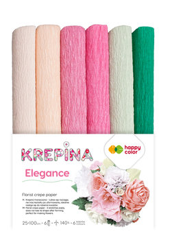 Krepina marszczona 25x100cm, MIX Elegance - 6 kolorów, 6 rolek, Happy Color - Happy Color