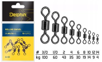 Krętliki Delphin Rolling Swivel A-01 R. 10 - Delphin