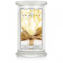 Kringle Candle, Gold & Cashmere, świeca zapachowa, duży słoik, 2 knoty