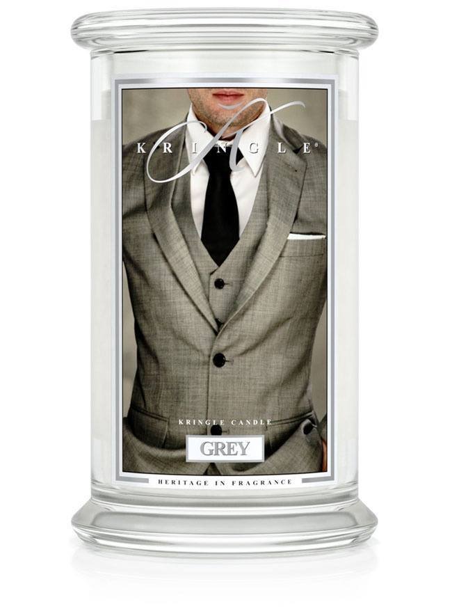 Kringle Candle, Grey, świeca zapachowa, duży słoik, 2 knoty