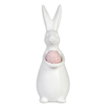 Królik dekoracyjny, Easter, Biały z Różowym Jajkiem  - Empik