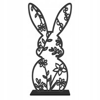 Królik Zając Figurka wielkanocny z drewna 20cm na podstawce decoupage