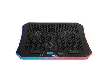 Krom KOOLER NXKROMKOOLER Wentylator chłodzący do laptopów do 19 cali 6 wentylatorów Uchwyt RGB do smartfonów Wyświetlacz LCD i HUB USB Czarny - Inny producent