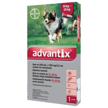 Krople przeciwpchelne dla psa 10-25 kg BAYER Advantix Spot-on, 2.5 ml. - Bayer