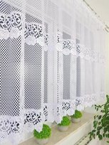 Krótka Firana z Siateczki Firana do Kuchni z Podwójną Gipiurą Biała 300x120