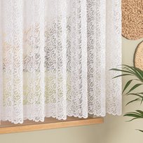 Krótka firana żakardowa ze wzorem ornamentowym po całości, kolor biały, rozmiar: - 300x160 cm